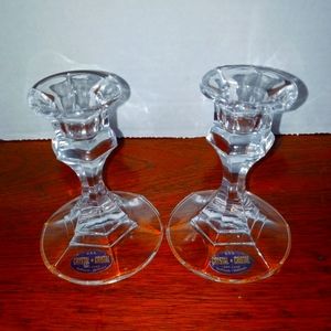 Set of 2 Vintage DePlomb 24 Lead Crystal Candle Stick